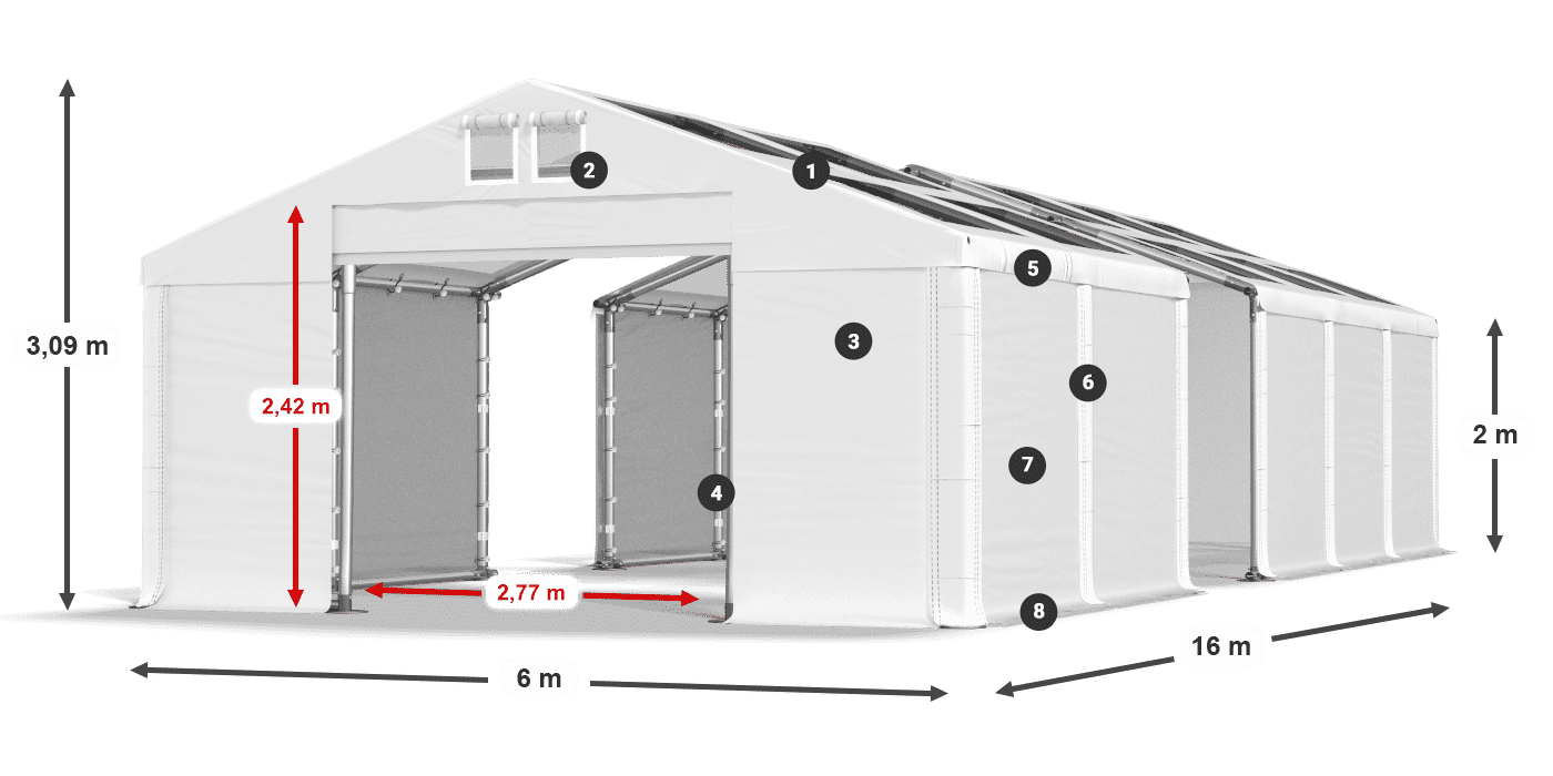 Tető: MS T 580 PVC Falak: SD 500 PVC 2 m jelmagyarázat