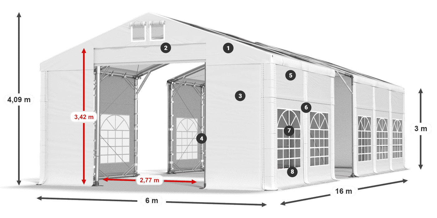 Tető: MS T 580 PVC Falak: SD I 500 PVC 3m legenda