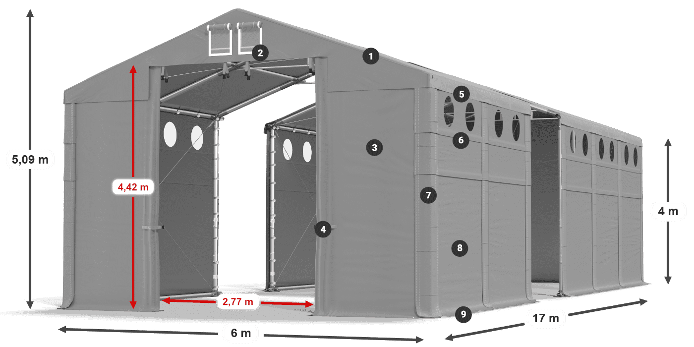 Tető: MS 580 PVC Falak: SD O 500 PVC 4 m jelmagyarázat