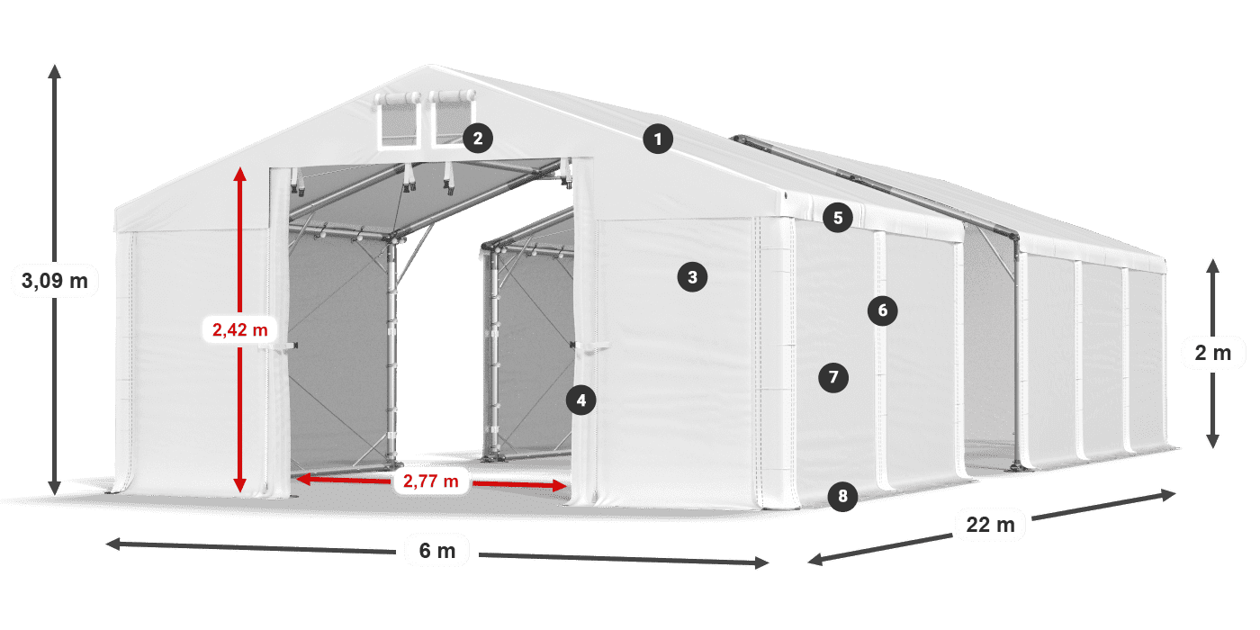 Tető: SD 560 PVC Falak: FR 620 PVC legend 2m