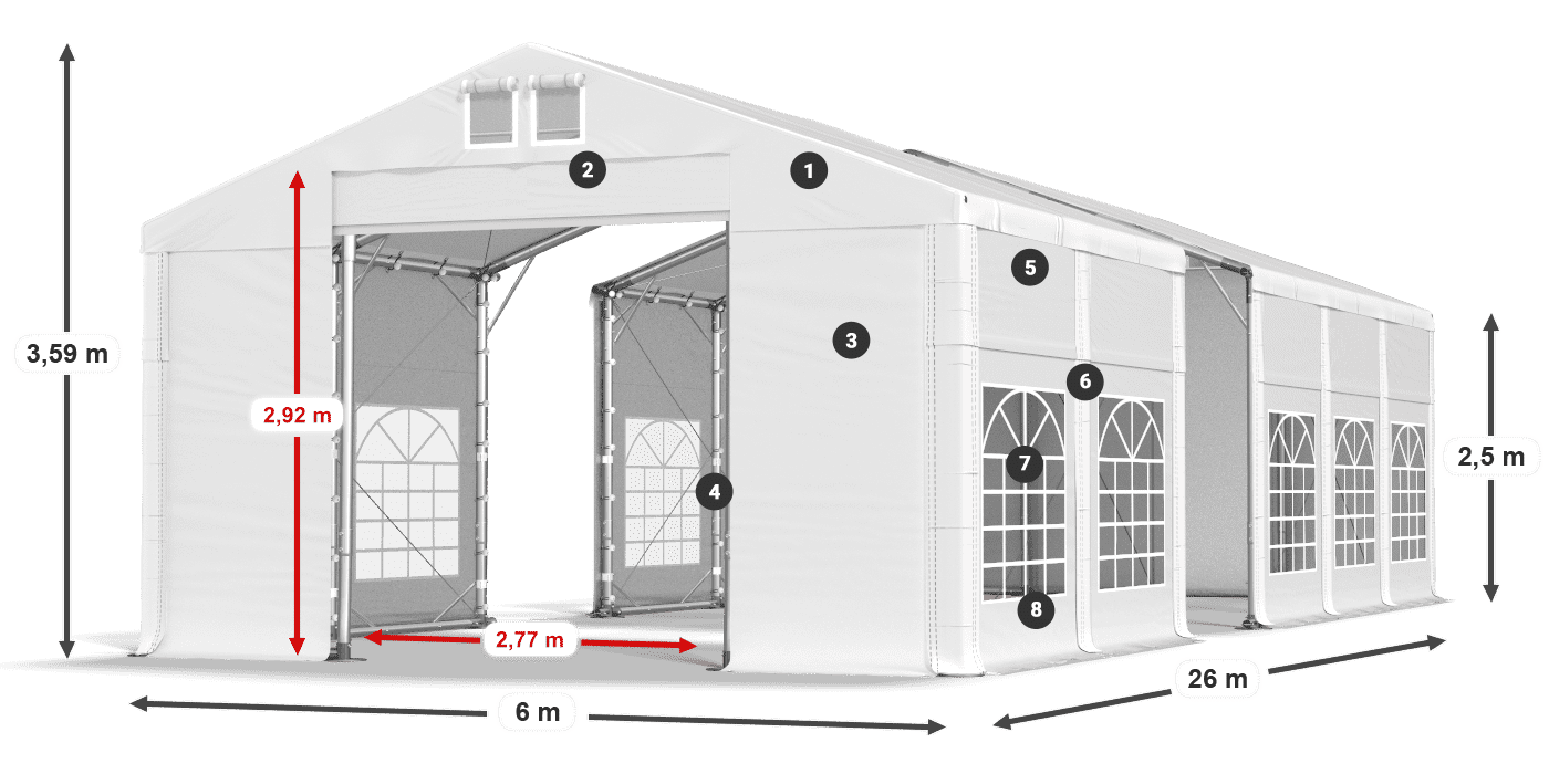 Tető: SD 560 PVC Falak: FR 620 PVC legenda 2,5 m