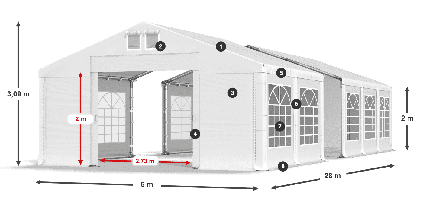 Tető: FR 620 PVC Falak: SD 500 PVC 2 m jelmagyarázat
