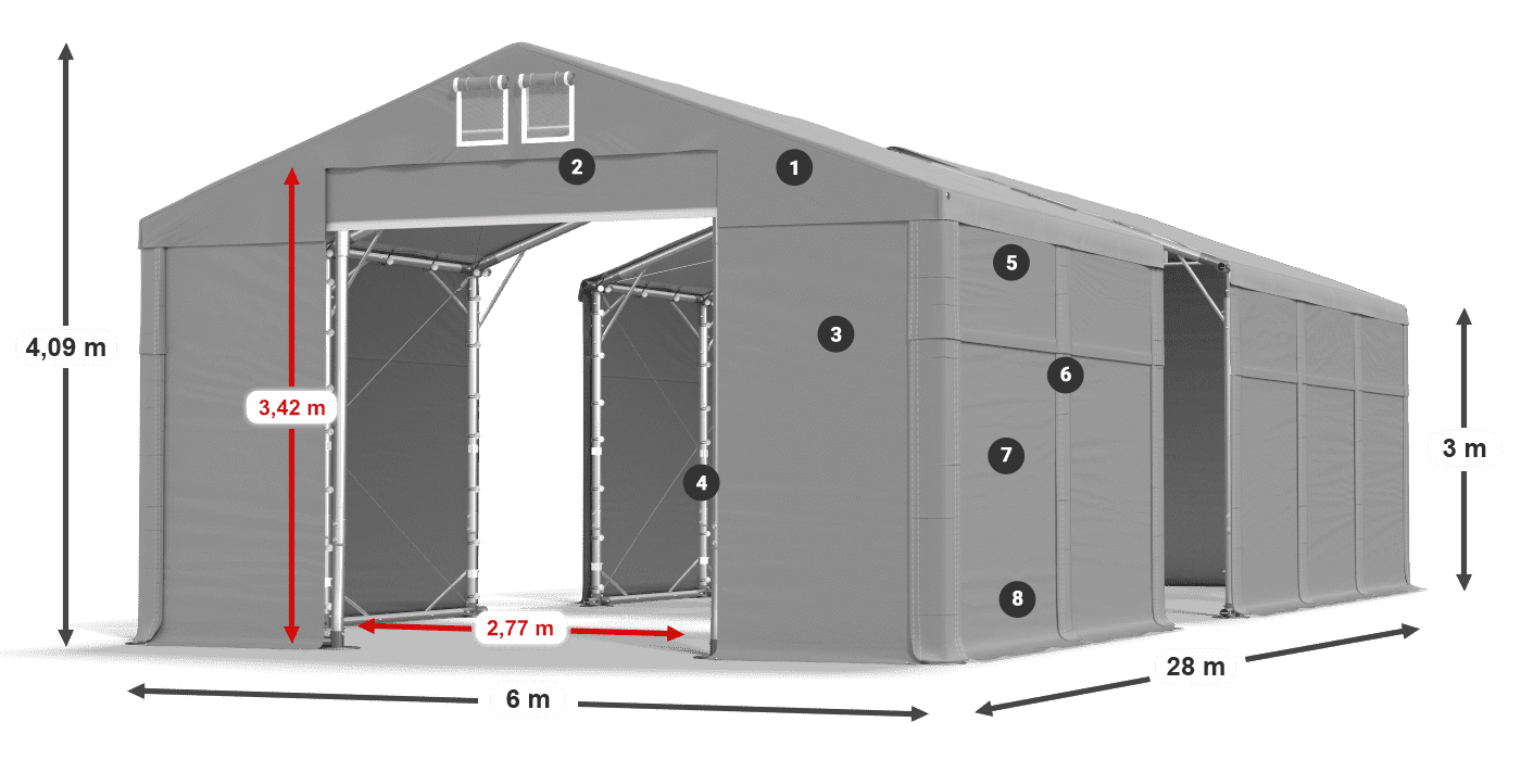 Tető: FR 620 PVC Falak: MS 580 PVC 3 m jelmagyarázat