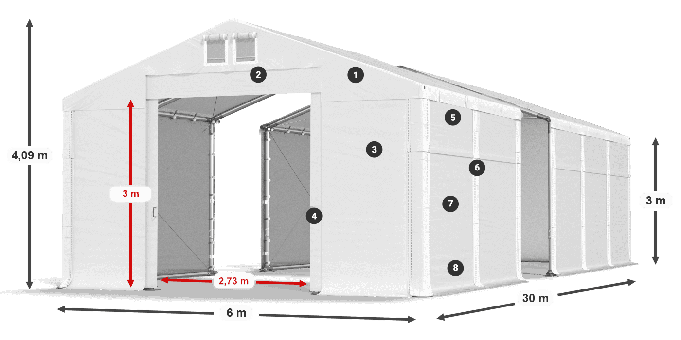 Tető: MS 580 PVC Falak: SD 500 PVC 3 m jelmagyarázat