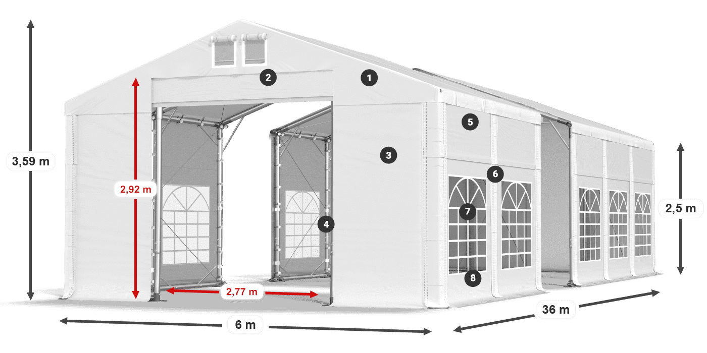 Tető: SD 560 PVC Falak: FR 620 PVC legenda 2,5 m