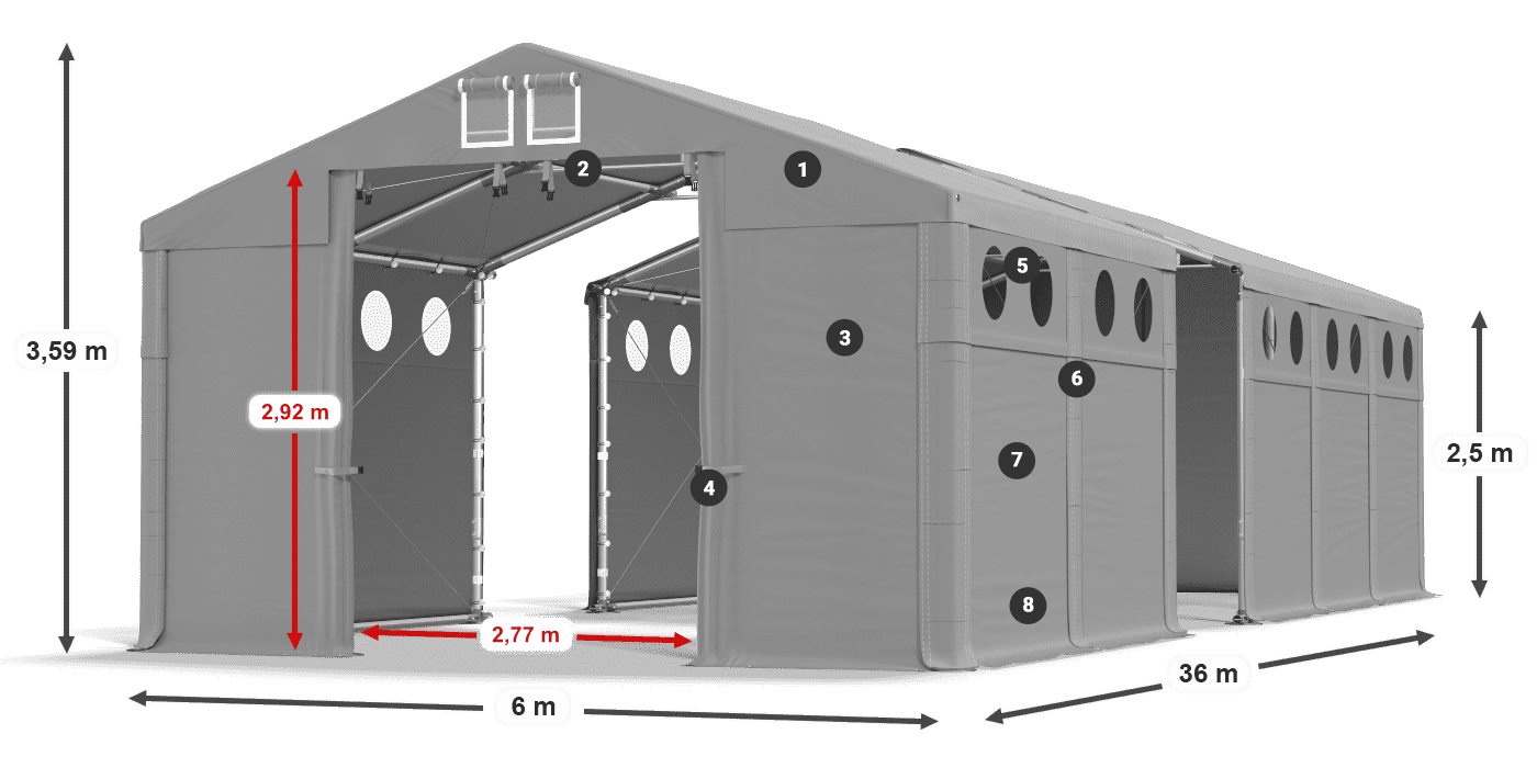 Tető: SD 560 PVC Falak: MS O 580 PVC legenda 2,5 m