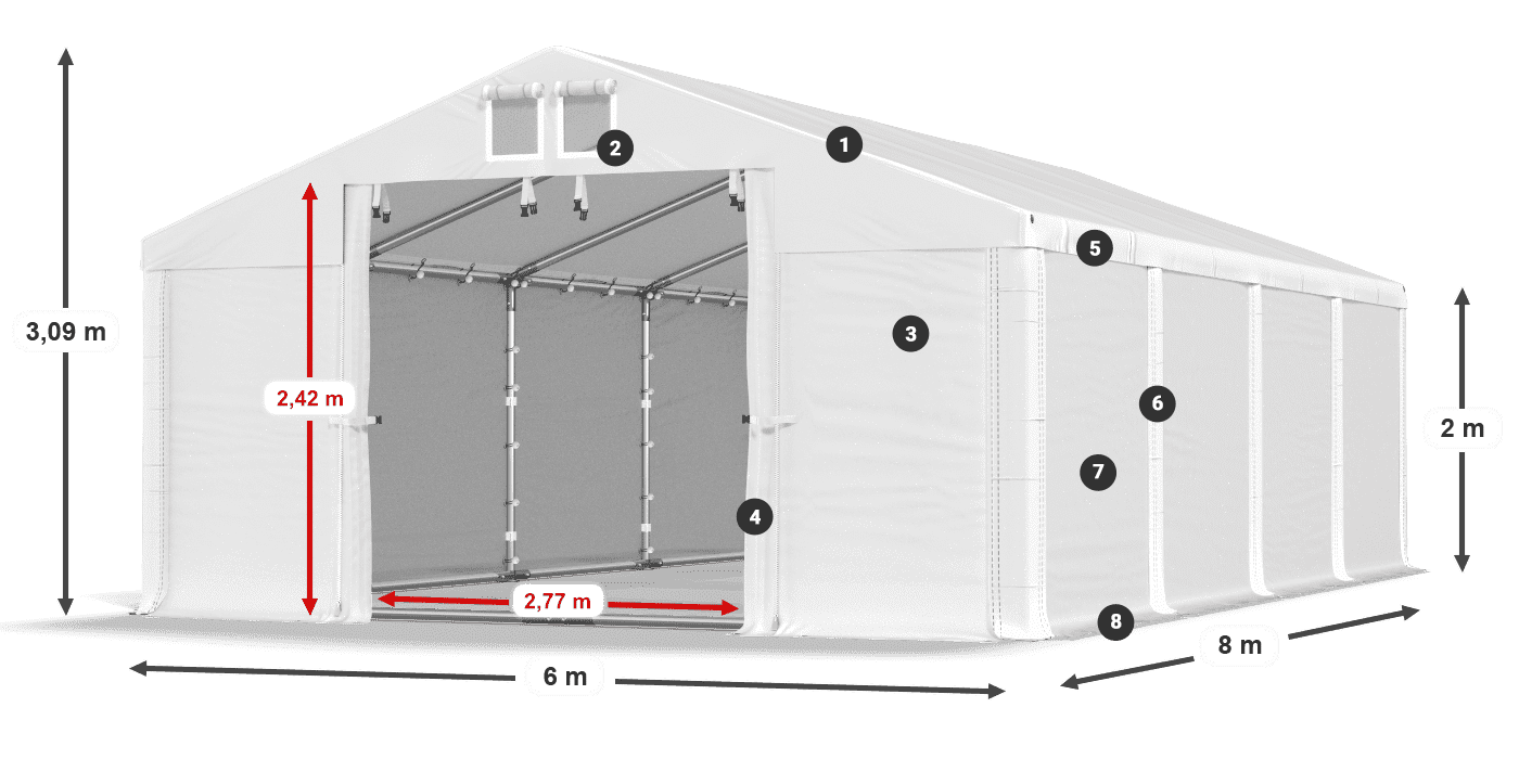 Tető: SD 560 PVC Falak: FR 620 PVC legend 2m