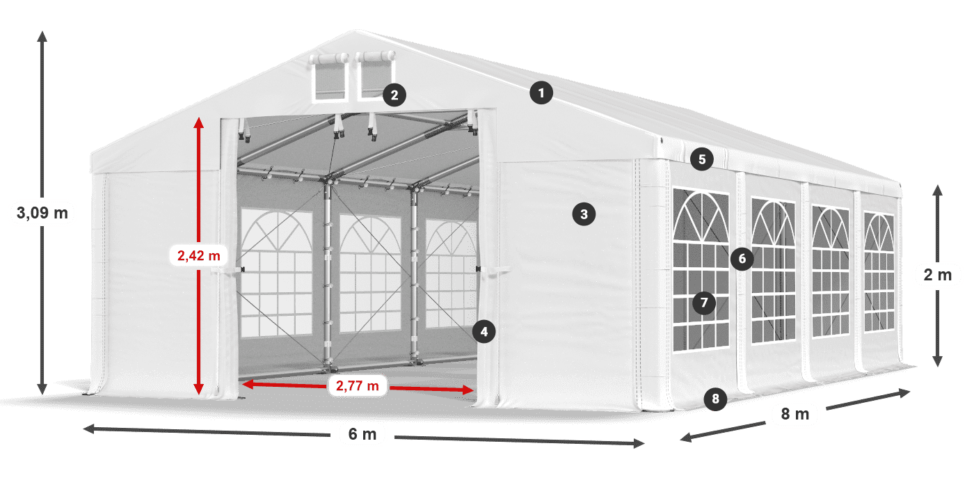 Tető: SD 560 PVC Falak: FR 620 PVC legend 2m