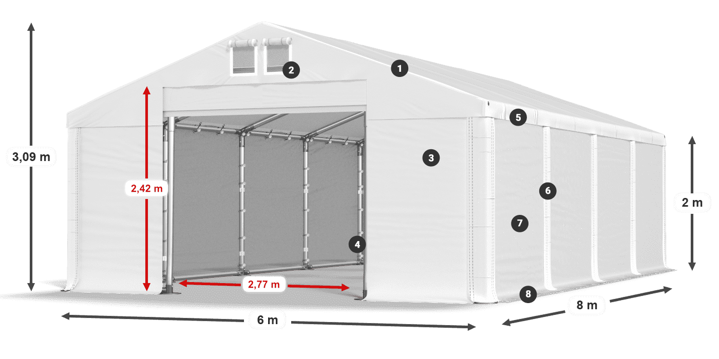 Tető: SD 560 PVC Falak: MS 580 PVC legend 2m