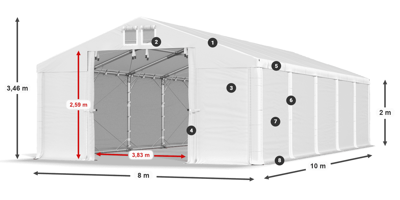 Tető: SD 560 PVC Falak: FR 620 PVC legend 2m