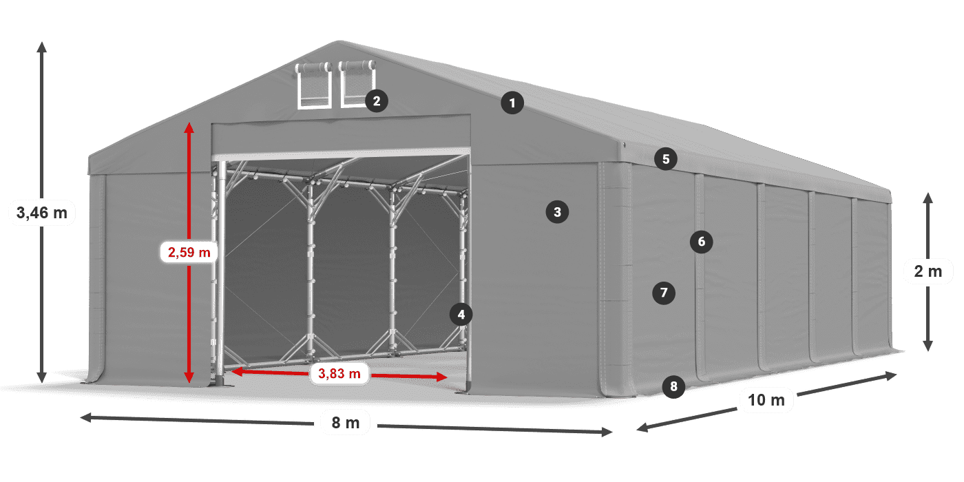 Tető: SD 560 PVC Falak: FR 620 PVC legend 2m