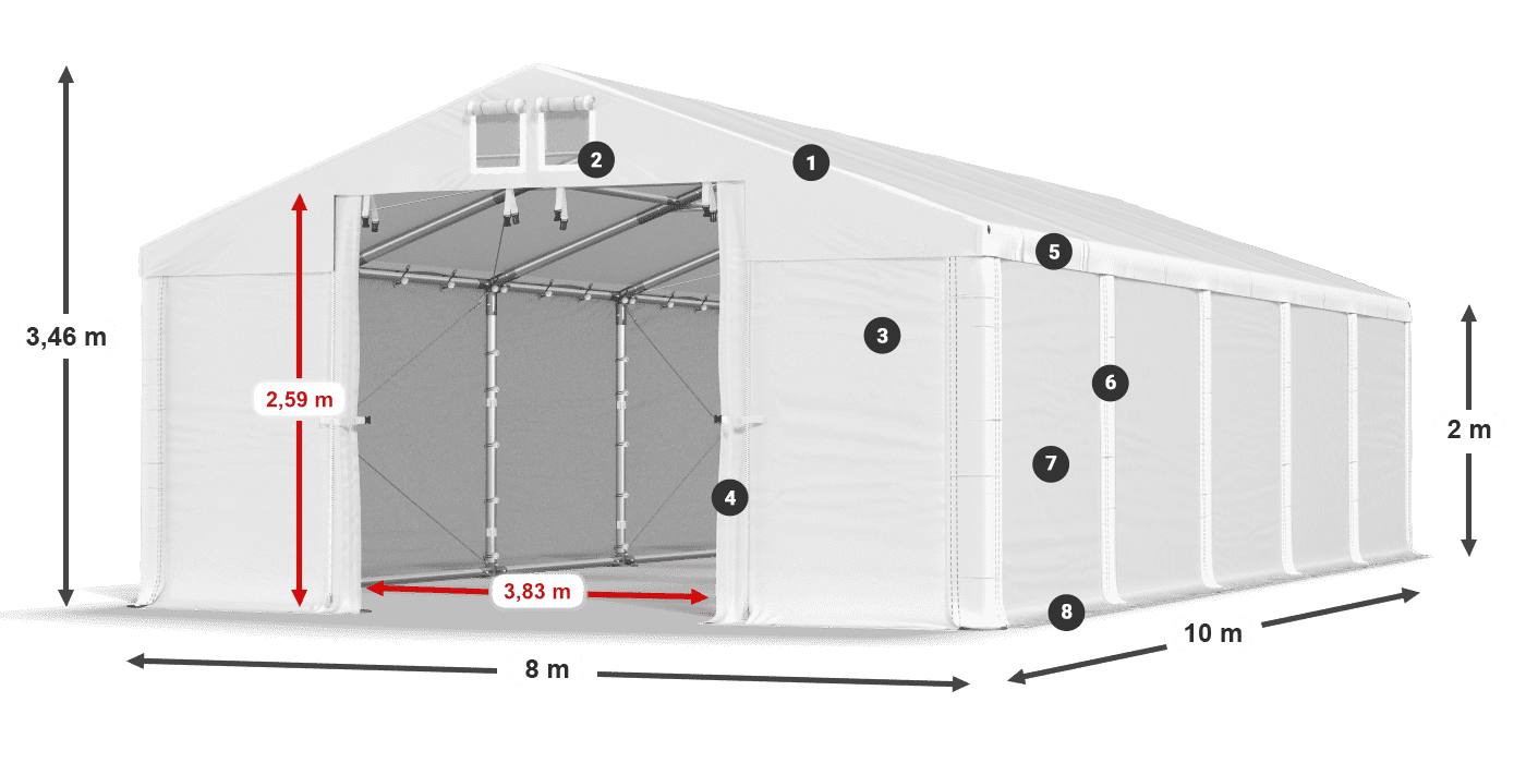 Tető: SD 560 PVC Falak: FR 620 PVC legend 2m