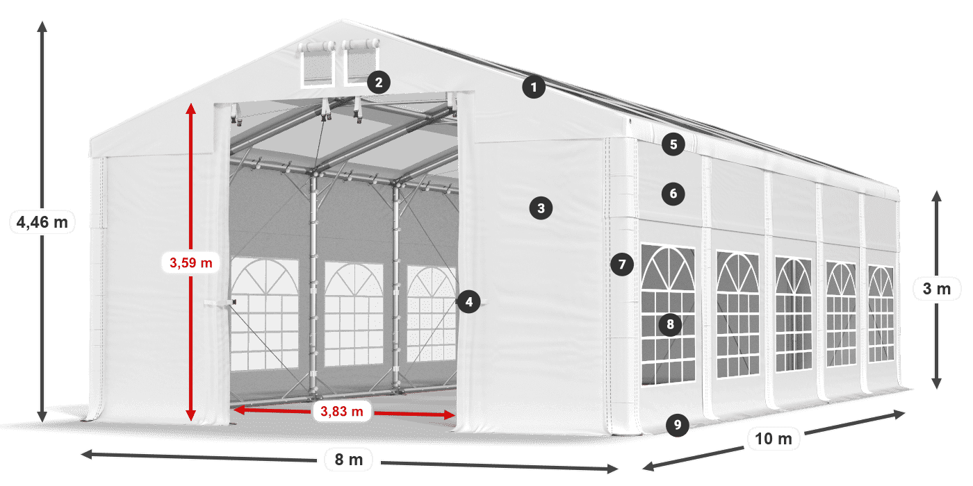 Tető: MS T 580 PVC Falak: SD I 500 PVC 3m legenda
