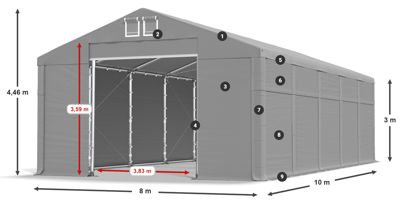 Tető: SD 560 PVC Falak: FR 620 PVC legend 3m