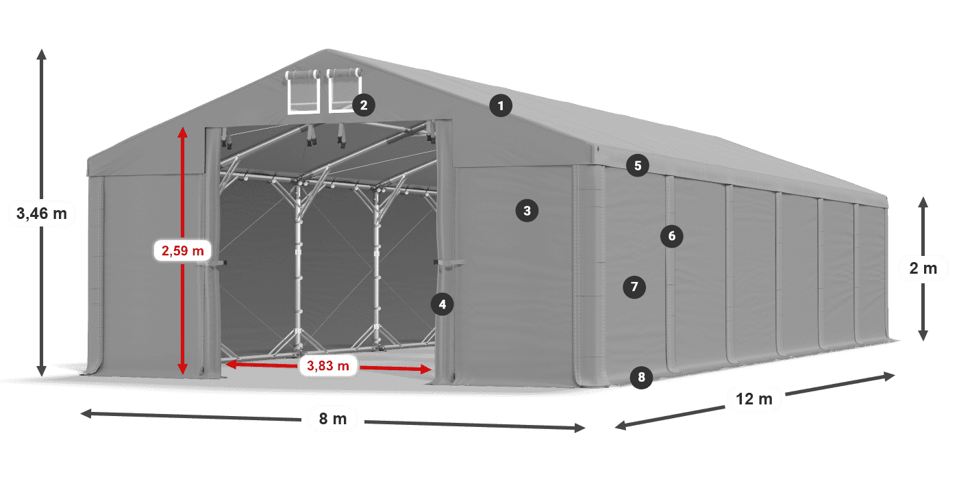 Tető: SD 560 PVC Falak: FR 620 PVC legend 2m