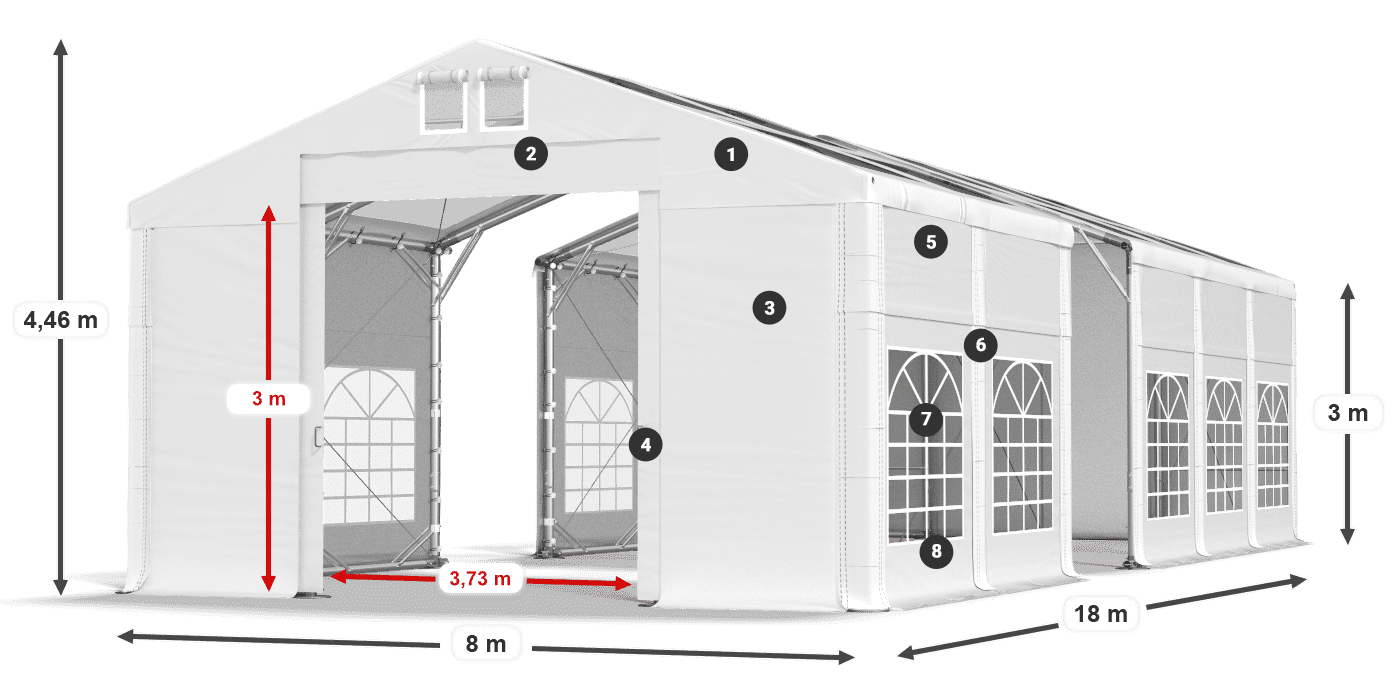 Tető: MS T 580 PVC Falak: SD I 500 PVC 3m legenda