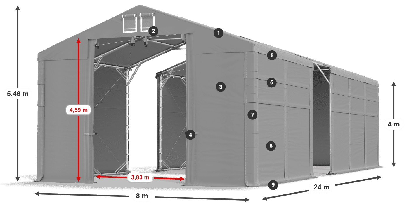 Tető: SD 560 PVC Falak: FR 620 PVC legend 4m
