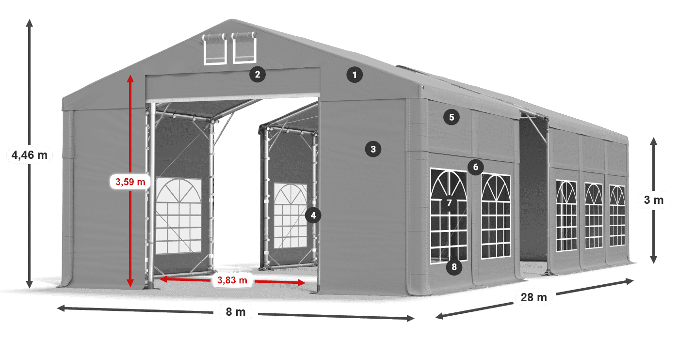 Tető: FR 620 PVC Falak: SD 500 PVC 3 m jelmagyarázat