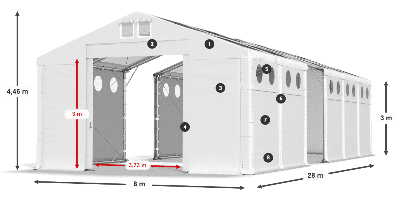 Tető: MS T 580 PVC Falak: SD O 500 PVC 3 m jelmagyarázat
