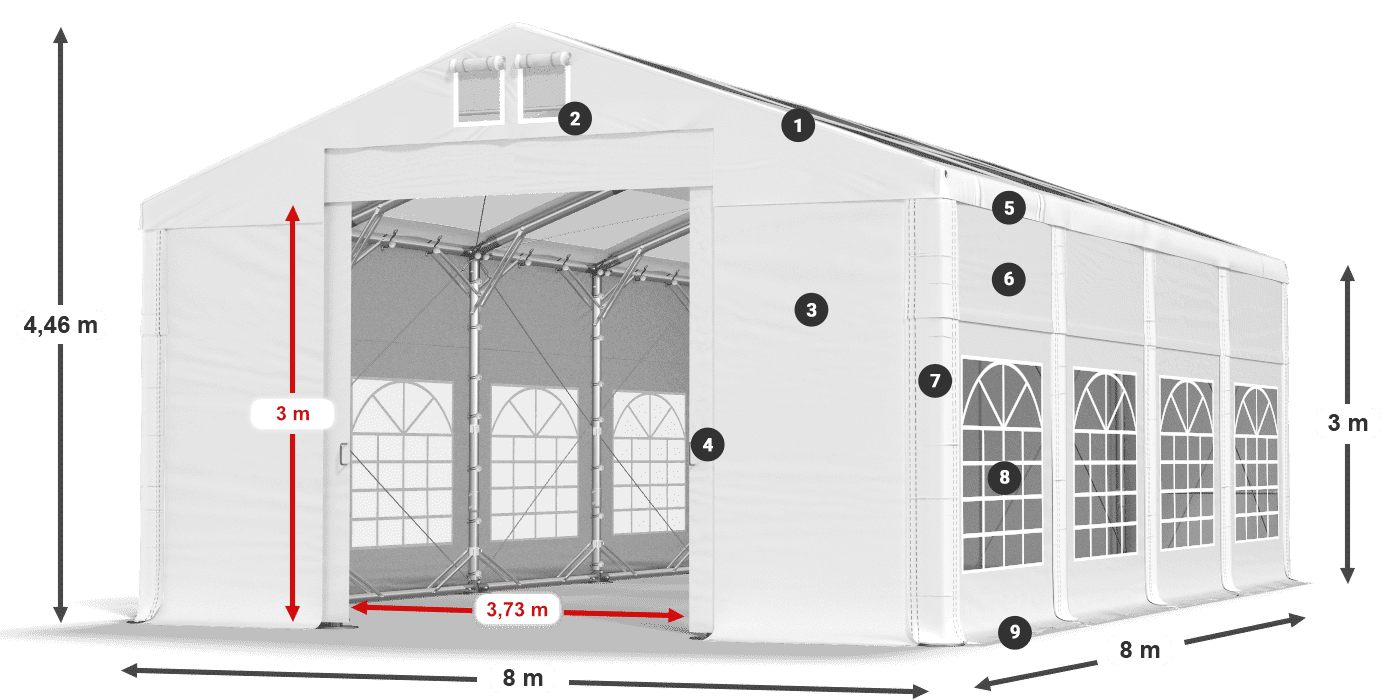 Tető: MS T 580 PVC Falak: SD I 500 PVC 3m legenda