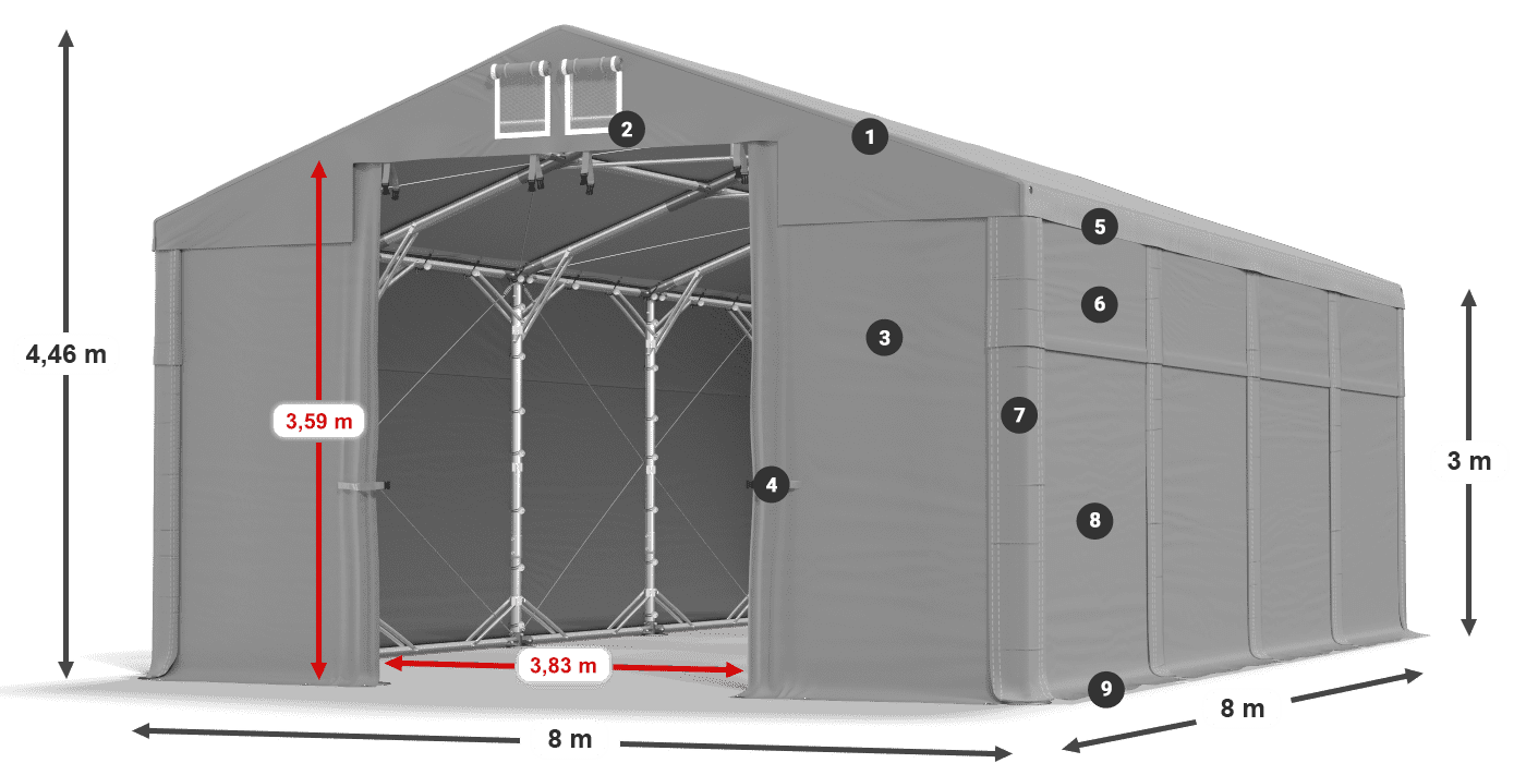 Tető: SD 560 PVC Falak: FR 620 PVC legend 3m