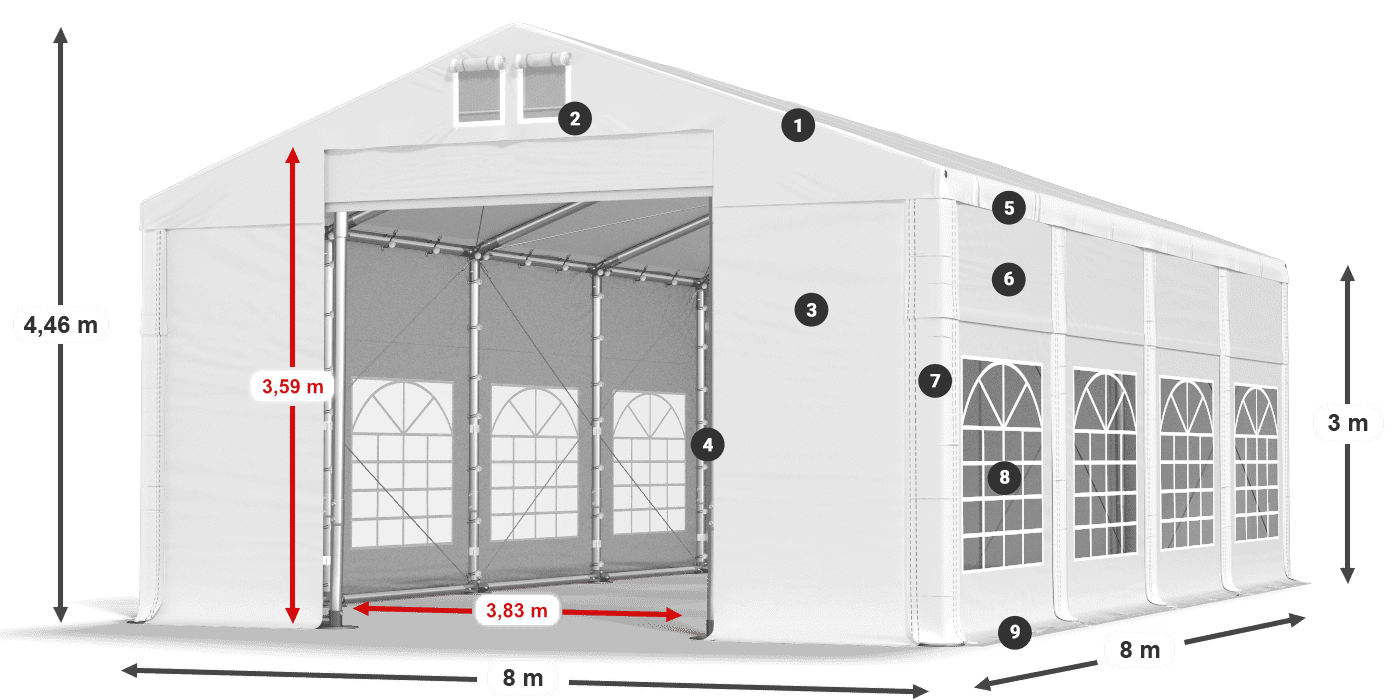 Tető: SD 560 PVC Falak: FR 620 PVC legend 3m