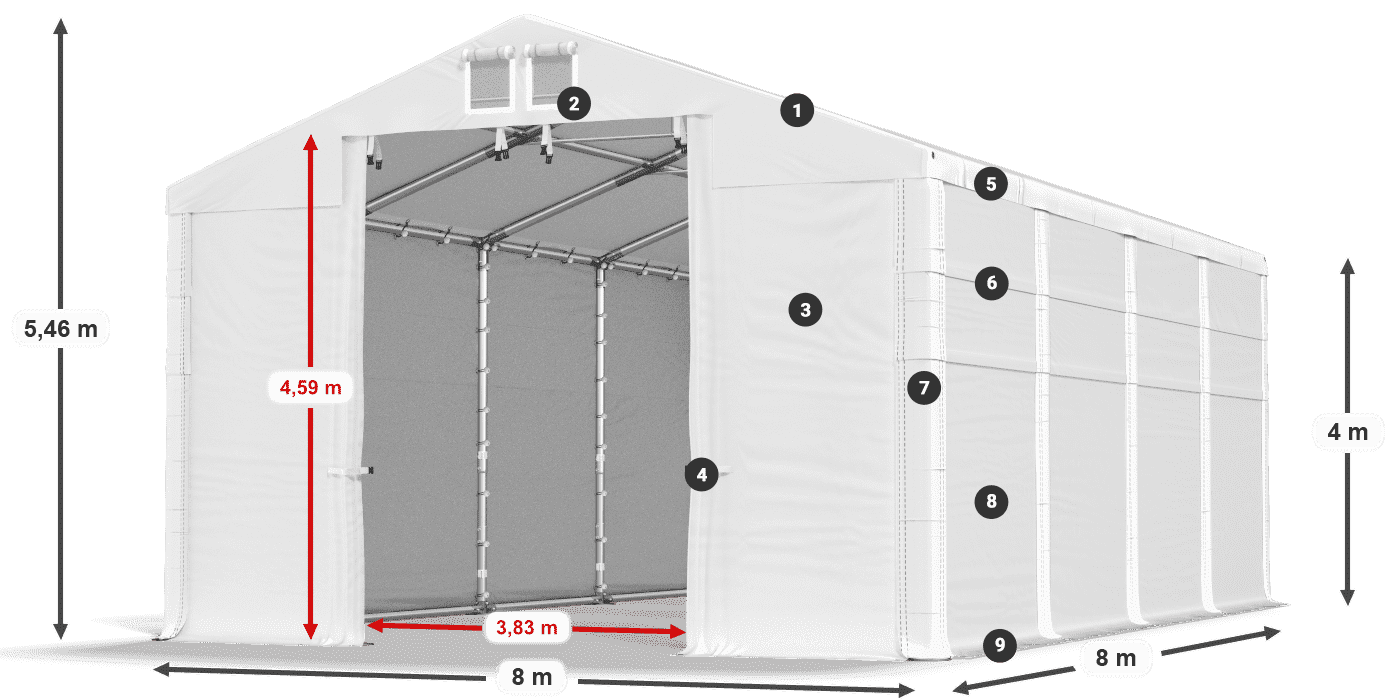 Tető: SD 560 PVC Falak: MS 580 PVC